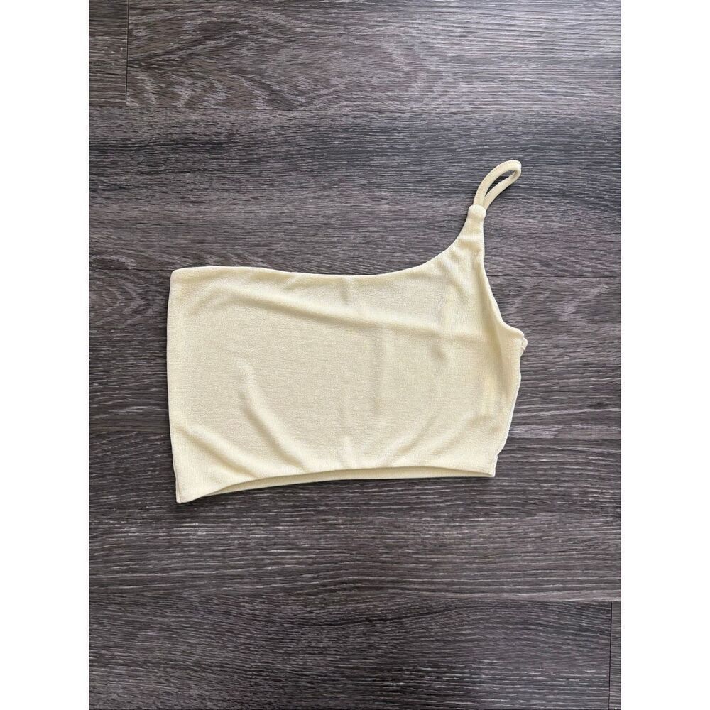 NWOT Dolls Kill Yellow One Shoulder Cropped Cami Tank Bralette Size Medium